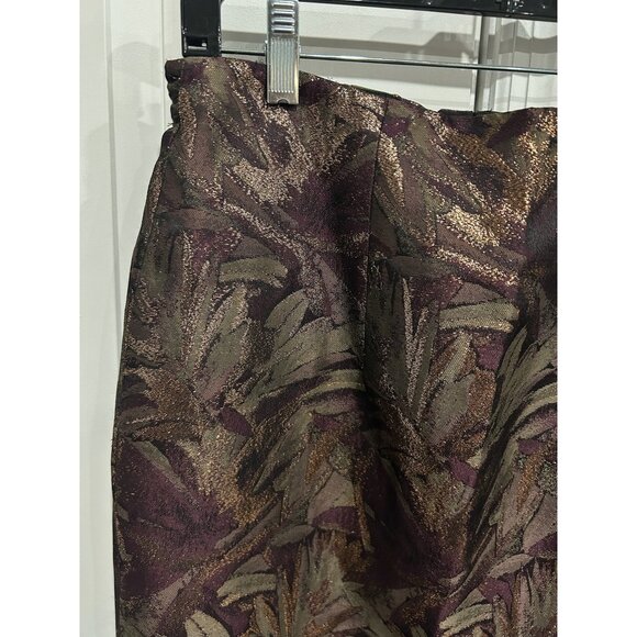 Vintage Metallic Pencil Skirt Purple Gold Size 8 Polyester Shimmer Career Office - Picture 4 of 10